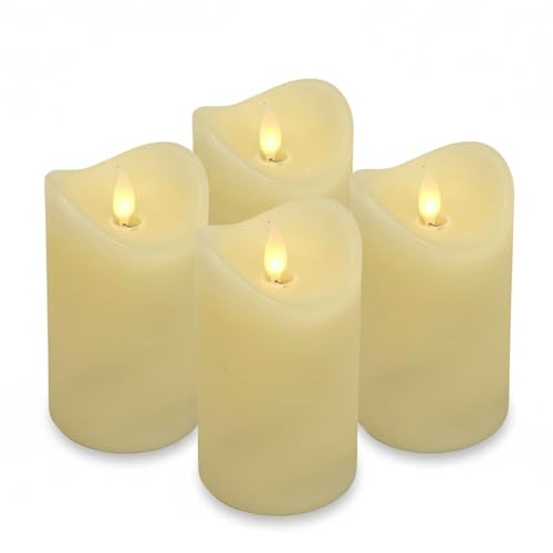 ToCi 4 x LED-ljuskräm 7,5 x 15 cm – äkta vaxljus flamlösa med rörlig låga och timer – blockljus med LED-ljus för advent, dekoration, gravljus, inomhus