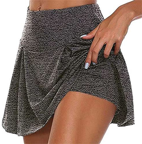 LIPIODOL Faldas Mujer de Golf Pilates Fitness Correr Deporte Falda Pantalón Deportiva de Tenis 2 En 1 con Pantalones Cortos Incorporados en la Cintura Trasera