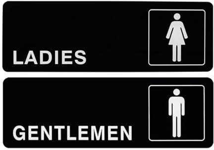 UKCOCO Black Wc Sign Toilet Bathroom Door Signs 2Pcs Acrylic: Self Adhesive Unisex Toilet Signboard - 23 × 8cm Restroom Man Women Sign for Offices Businesses Restaurants
