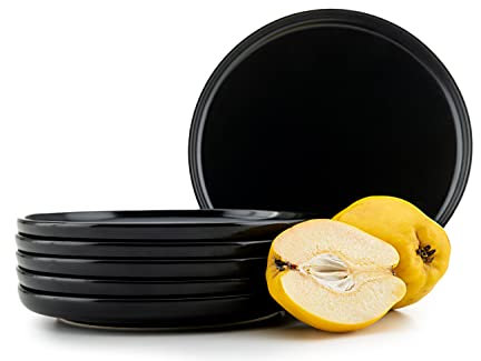 Konsimo. Speiseteller Set für 6 Personen - VICTO Tellerset aus Keramik - Teller Set 6er - Spülmaschinen - Mikrowellengeeignet - Moderne Großer Essteller - 27 cm - Schwarz