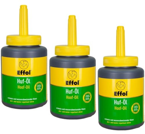 RL24 - Huf-Öl | schmutzabweisendes Huffett mit Pinsel | für brillanten Glanz | besteht aus Lanolin und Lorbeeröl | Hufpflege für Pferde | 3 x 475 ml Pinselflasche (3er Set)