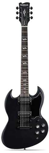 WestCreek RACER Solid Body Electric Guitar, Double Cut guitar, Rounded End Frets, Bone nut, Rosewood Fingerboard, Mahogany Body (Matte Black)
