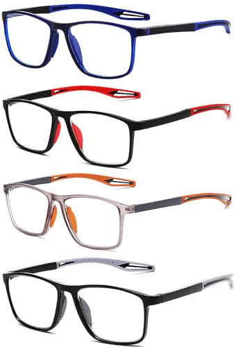 Eyglajdd Sportliches Lesebrille für Damen Herren,Leichte TR90 Lesebrille Lesehilfe,4er Packe Blaulichtblockierende Brillen +3,00