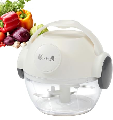 Mini Manual Vegetable Chopper Portable Pull String Food Chopper 170ml - Sharp Blades Garlic Mincer with Container Onion Cutter for Ginger, Chili, Fruit, Meat, Nuts