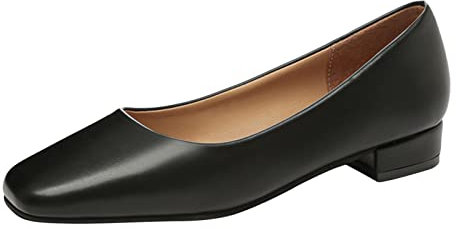 Women'S Casual Square Toe Ballet Heeled Sandals - Stylish Slip On Ballerina Heeled Sandals Fashionable Solid Color Ballet Pumps Dolly Shoes High Heel Sandals Comfy Office Driving Shoes Loafers Black