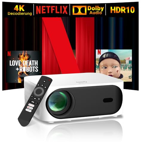 [App Integrata] Eeenfy Proiettore 4K Supportato, Mini Proiettore Netflix Ufficiale&Dolby con 600ANSI, 1080P Nativo, E-Focus/Keystone, Videoproiettore Portatile WiFi6 Bluetooth per Esterni/Home Cinema