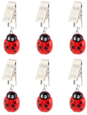 PH PandaHall 6pcs Ladybird Table cloth Weight Clips Dining Table Decor Clips Tablecloth Weight Hanging Clip Pendants Handicraft Tablecloth Clamps for Outdoor Wedding Picnic Christmas Decoration