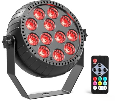 Glowingstage Mini RGB LED Par Akku, Wiederaufladbar 12 LED Bühnenlicht Discolicht mit Fernbedienung LED Par Strahler, Partylicht für DJ Party Disco Bar Hochzeit Halloween Weihnachten