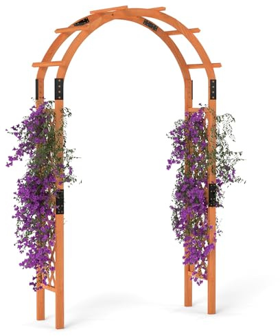 COSTWAY Arco da Giardino in Legno, Pergola da Esterno per Piante Rampicanti, Pergolato per Matrimonio e Feste, da Giardino, Patio e Cortile (Modello 5)