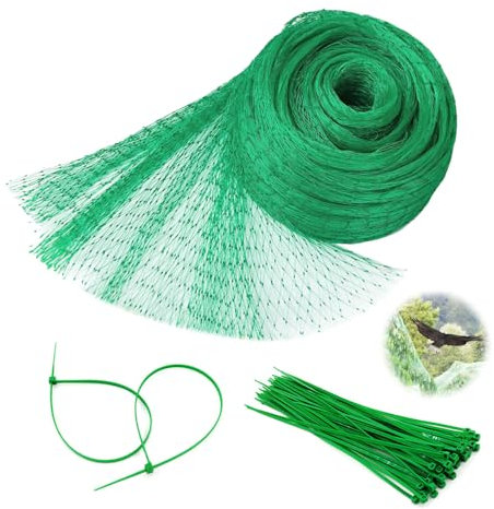 GIDWRIY Filet Protection Oiseaux 4 X 15 m,Filet Anti Pigeon Avec 50 Serre-Câbles,Filets pour Jardin Vert,Filets pour Protéger Arbre Fruitier,Filetes Anti Insecte Cerisier pour Balcons Clôtures Vergers