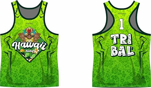 Ataviko Canotta Tribal Tiki, Beach Volley Mare, Gym Palestra, Passeggio, Sport Estivi (IT, Testo, XL, Regular, Regular, Verdino)