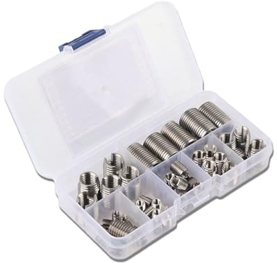 Gugxiom Kit di riparazione 50 pezzi in acciaio inox, inserti filettati per plastica/metallo, strumento di riparazione di rinforzo filettato M3/M4/M5/M6/M8/M10/M12/M14/M16 con valigetta