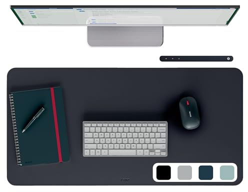 Tapis de bureau grand format Leitz : Sous-main de bureau imperméable, antidérapant, tapis clavier et souris pour bureau ou maison. Durable, résistant aux rayures, facile à nettoyer (80x40cm, noir)