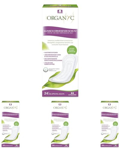 Organ(y) c - Protège-slips pour une faiblesse des bulles extra fine en 100% coton bio certifié - 4 paquet de 24 pièces chacune