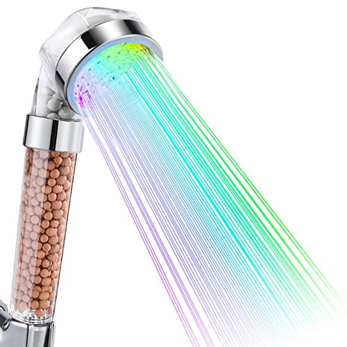 innislink Doccetta doccia a LED, doccetta doccia bagno doccetta a mano 7 colori LED soffione doccia ad alta pressione risparmio idrico spruzzatore e doppio filtro anti cloro