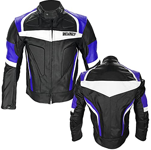 WinNet Giacca giubbotto moto in di pelle con protezioni OMOLOGATE CE da donna (XS, GRIGIO)