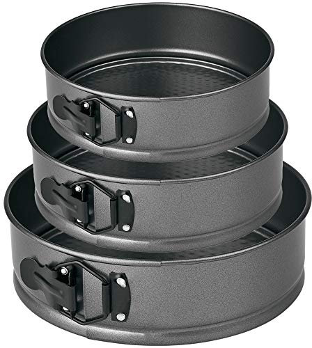 MGE - Set di 3 Tortiera Apribile con Cerniera di Forma Circolare - Teglie Rotonda da Forno con Rivestimento Antiaderente - 3x Tortiera Rimovibile - Ø 18, 20, 22 cm