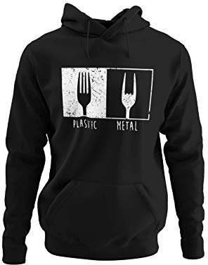 Knut Fashion & Streetwear Heavy Metal Fan Hoodie – Sweat-shirt à capuche pour homme fourchette à frites - Noir - XXXX-Large