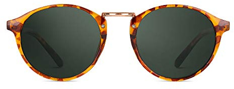 TWIG Sonnenbrillen PICASSO Herren/Damen UV400 Runde Jahrgang (TORTOISE GREEN)