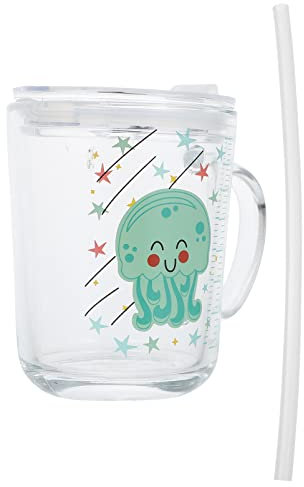 ORFOFE 1 Pc Tasse Graduée Verre à Lait Tasse De Lait en Verre Gobelet en Verre pour Enfants Gobelet avec Et Couvercle Tasse à Lait avec Balance Impression Gobelet à Glace Un Verre De Bébé