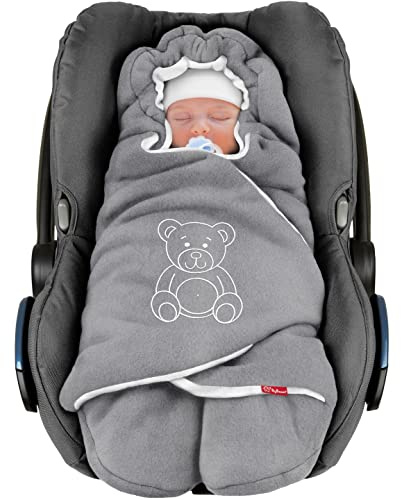 ByBoom Baby Couverture Enveloppante Hiver Universelle Multi-Usages, pour Coques Bébé, Sièges Auto, Poussettes ou Landaus; L'ORIGINAL avec l'ours