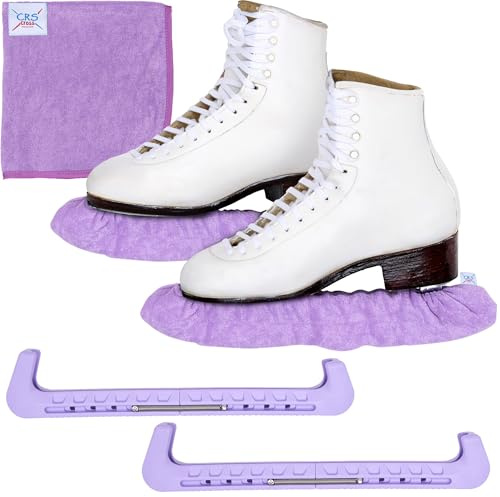 CRS Cross Skate-skydd, blötläggare och handduk presentset – skridskoskydd och mjuka skridskor bladskydd för konståkning eller hockey (lunglavendel, medium)