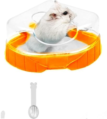 Hamster Sand Bath Cage Hamster for Syrian Hamster Gerbil Small Animal Bathtub with Sand Shovel for Gerbil Dwarf Hamster and Small Rodent（orange）