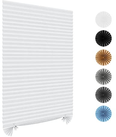Instant Temporary Pleat Blinds,Easy to Install No Tools Needed Quick Fix Pleated Shades Fits Any Size Cordless Window Blinds Installed by Adhesive Tape 1 Pack