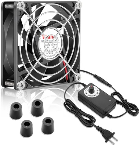 Wathai 80mm Small Computer Cooling Fan with AC Plug, 110V 120V 220V 240V Fan Enhanced Cooling Solution for Electronic Components, PC Cases, Greenhouses, Terrariums, and Modem Cool Projects