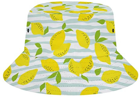 Buytruew Chapeau cloche citron pour homme et femme, chapeau de pêche amusant, chapeau de pêcheur de soleil pliable pour l'extérieur, Noir , taille unique