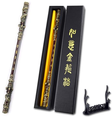 Spel för Black Myth: Wukong Weapon, Monkeys King Ruyi Golden Cudgel, 13.77in Bronzecloud Ruyi Staff, Sun Wukong Helmetallstav med presentaskar och displayställ,Copper-35cm/13.7in