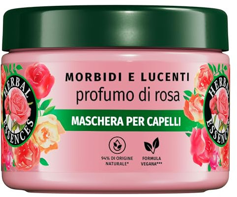 Herbal Essences Maschera per Capelli Morbidi e Lucenti, per Capelli Secchi, Essenza di Rosa 300ml