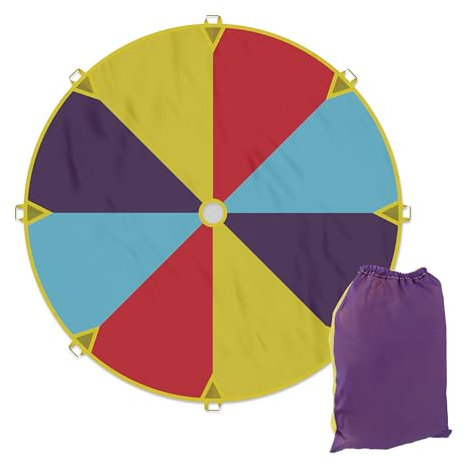 Relaxdays Schwungtuch Kinder, Ø 240 cm, 8 Griffe, Schwingtuch, Regenbogen Tuch, draußen, Garten, Fallschirm Spiel, bunt