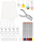Friedwohl 53 Stück Schrumpffolien Set, Schrumpffolie Set für Kinder, mit 20 Blank Schrumpffolie, Schlüsselbundzubehör, Buntstifte, Locher, Schrumpffolien Bastelset, DIY Handwerk Dekorationen