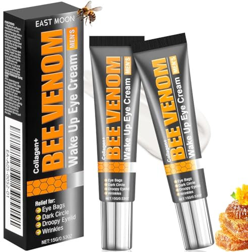 Lot De 2 CrèMes Contour Des Yeux Flysmus Bee Venom Ointment Pour Hommes, Wake Up Eye Cream CrèMe Contour Des Yeux Anti-âGe Pour Hommes Cernes, Poches Sous Les Et Poches