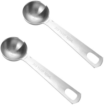 2 Stück Messlöffel Edelstahl,Kaffeelöffel Portionierer,10ml Messlöffel,Kaffee Messlöffel,Kaffeedosierlöffel,Tee Messlöffel,Kaffeelöffel Edelstahl zum Abmessen von Kaffee Satz Gewürze Bohnen