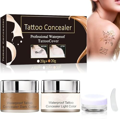 Tatuaje Corrector,Corrector de Tatuaje,Tattoo Concealer,Tattoo Concealer,20g+20g (Oscuro+Claro)