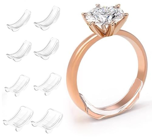 Vroxdrez 8 Stück Ring Verkleinerung, Ajusteur de Taille de Bague Transparent, Réducteur Invisible et Ergonomique, Adapté aux Anneaux Trop Grands, Lot de 8 pour Hommes et Femmes