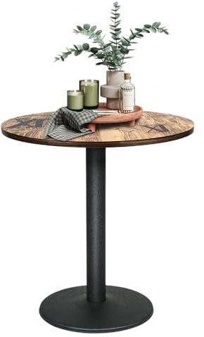 OHMG Table à manger ronde pour 4 personnes - Style industriel - Avec pieds en acier - Table de salle à manger moderne pour salon, salle à manger, cuisine, bureau à domicile - Chêne (ronde - 70 x 70 x