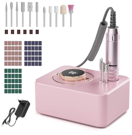 Brolteja Electric Nail File 35000 RPM,Professional Rechargeable Nail Drill for Acrylic and Gel Nails,Cordless Rechargeable Ultra Power Nail Drill with 11 Bits,Nail Kit for Manicure Salon Home