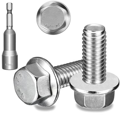 Ezitruz Viti a flangia esagonale, M6 x 12 mm, DIN 6921, in acciaio inox A2 V2A, con flangia, per mobili, edilizia, ingegneria