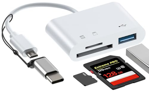Bärbar typ C-kortläsare – USB C 3.0-adapter, värmebeständig extern kortläsare för, TF, och andra minneskort, filöverföring, digital förvaring, bärbar dator och PC-tillbehör