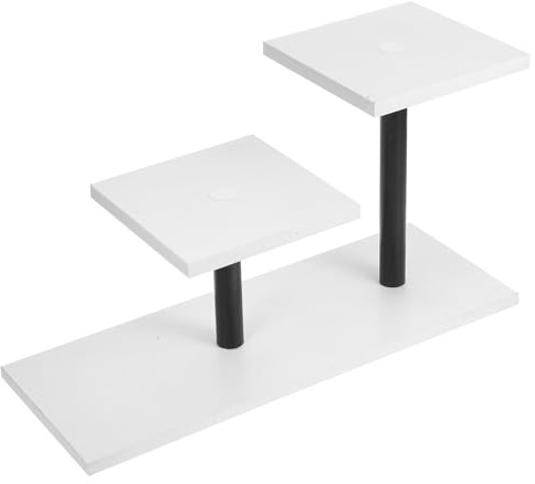 Abaodam Support à Fleurs à 3 Niveaux en Métal Noir Plateaux Blancs, Étagère Escalier pour Pots de Plantes D’intérieur, Support pour Plantes de Bureau et Rebord de Fenêtre, Rangement