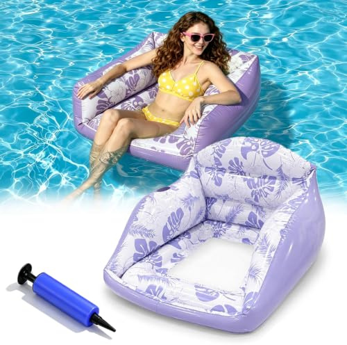 Fauteuil Gonflable de Piscine 3 en 1 avec Porte-gobelet, canapé Flottant Adulte, siège Filet rafraîchissant pour Plage lac fête été