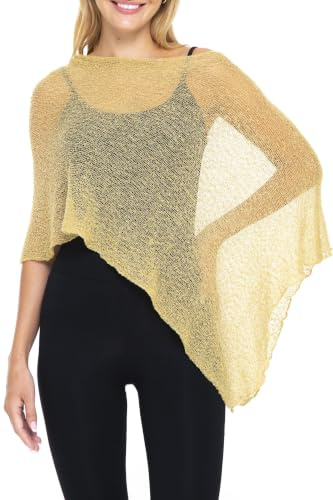 SHU-SHI Dam Sheer Stickad Poncho Shrug Lätt täcka upp en storlek passar de flesta