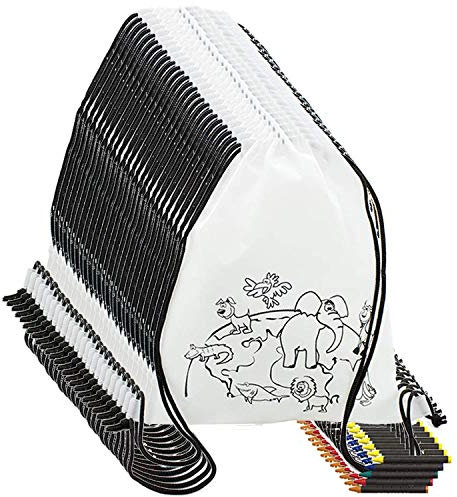 PARTITUKI Mitgebsel Kindergeburtstag 10 Taschen Zu Malen, 10 Sets mit 5 Farbigen Wachsen. Für Kindergeburtstag Gastgeschenke und Kleine Geschenke für Kinder