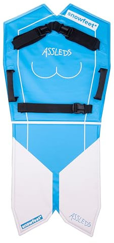 ASSLED - Der ultimative Schneeschlitten - Fantastischer Superschlitten - Tragbarer multifunktionaler Bob-Rodel-Schlitten- 2 Fahrer Winterspaß im Schnee - von Snowfeet (BLAU)