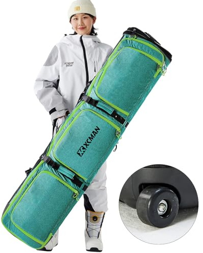 XCMAN Padded Snowboard Bag with Wheels,Adjustable Length 63-75In,Padded Bag for Air Traveling,Loading Capacity 100L