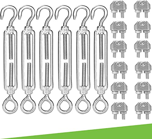 parpyon® Morsetti e Tenditori per Filo per stendere il bucato da esterno kit serracavo per filo in Acciaio Tenditori vite e occhiello prodotto italiano (kit-18pz)