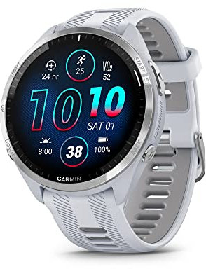 Garmin Forerunner® 965 Running Smart Watch with Colorful AMOLED Display, Training and Recovery Measurements, Whitestone and Powder Gray